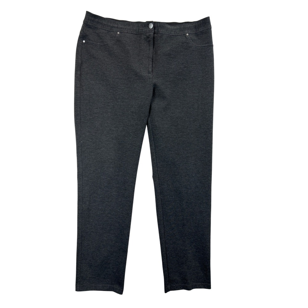 Chicos Pants Womens 2.5 Regular Dark Gray Knit Stretch Straight Leg